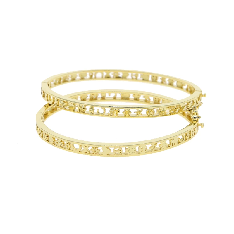 Bling Gold Plated High Polished Geometric Multi Shapes Bangle Bracelet For Women Party Gift Fashion Jewelry