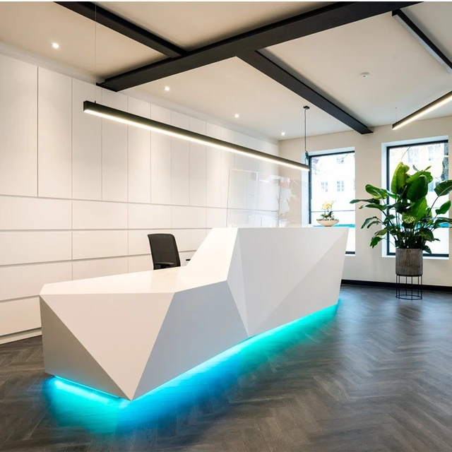 Led Strip Front Hospital Clinic Reception Table White Dental Reception Desks