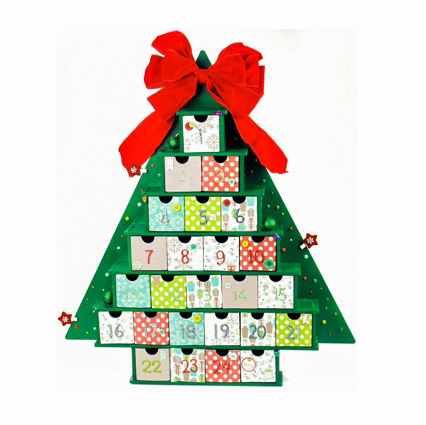 Personalized christmas tree  shaped corrugated cardboard box advent calendar decorations 3d mistery gift paper boxes