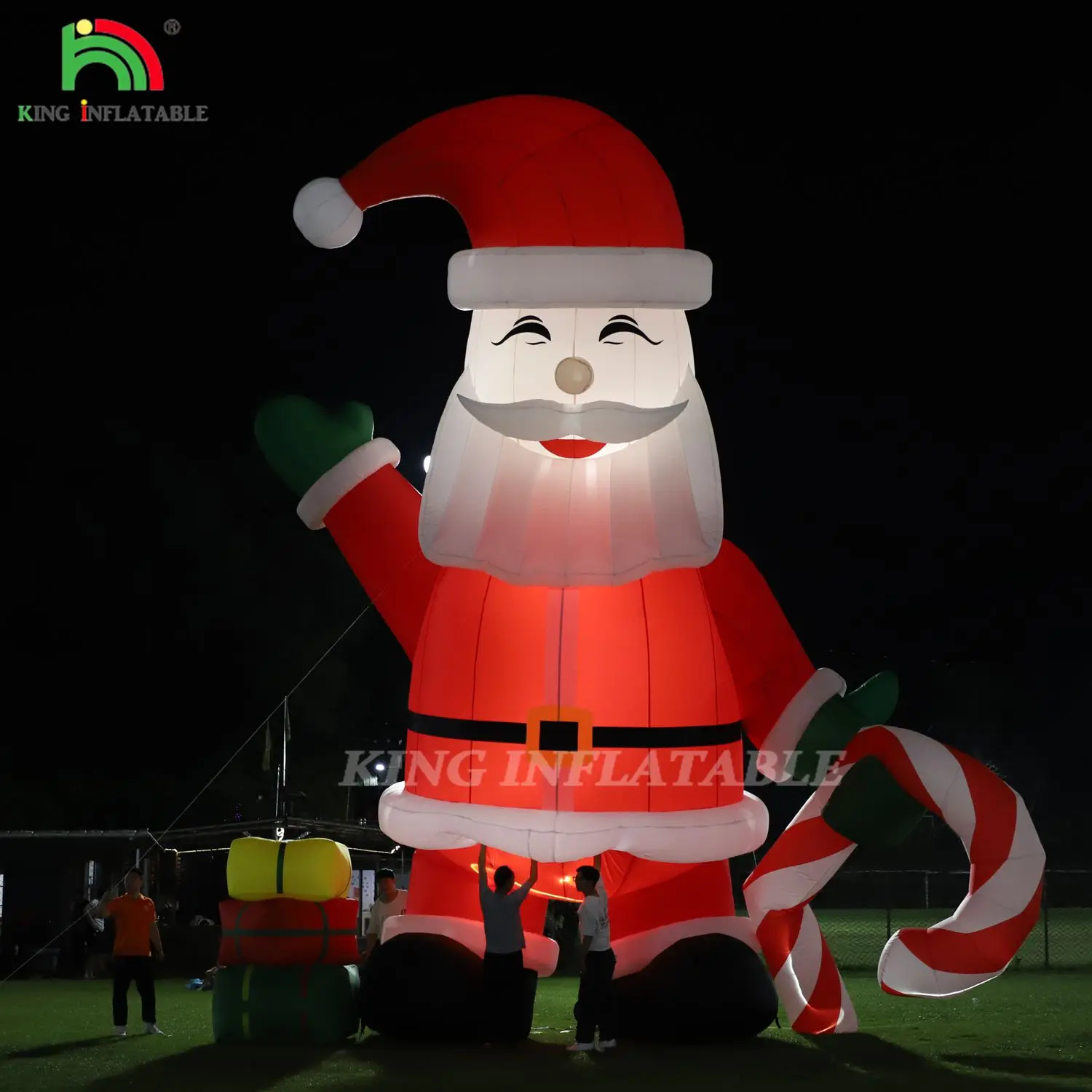 Glowing Inflatable Santa Claus Ornament 33ft Cartoon Giant with LED Lights for Christmas Garden Party Decor