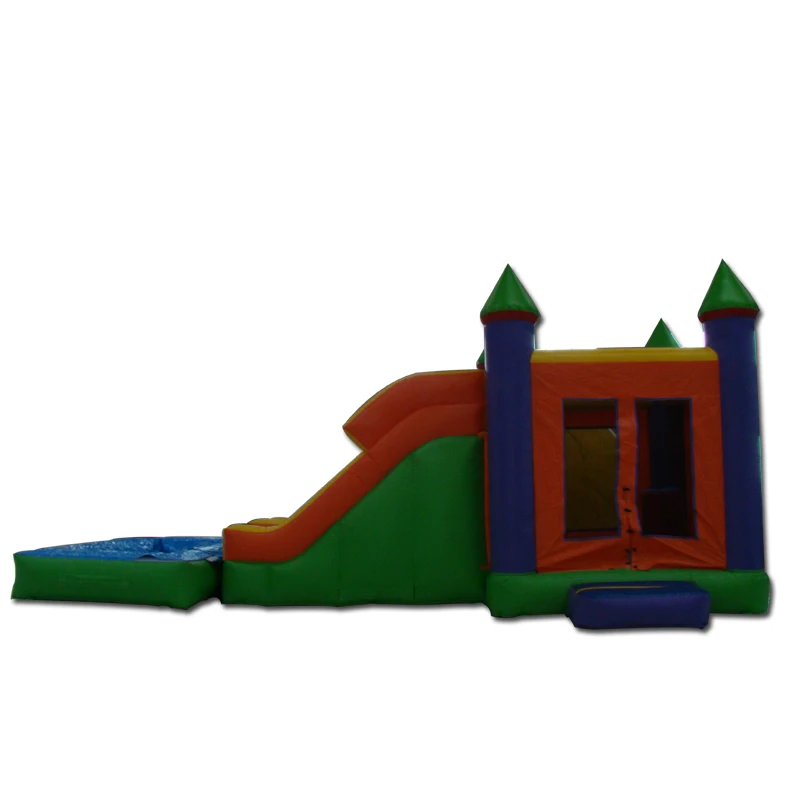 china commercial inflatable play center kiddie  palm tree water slide with swimming rectangular pool