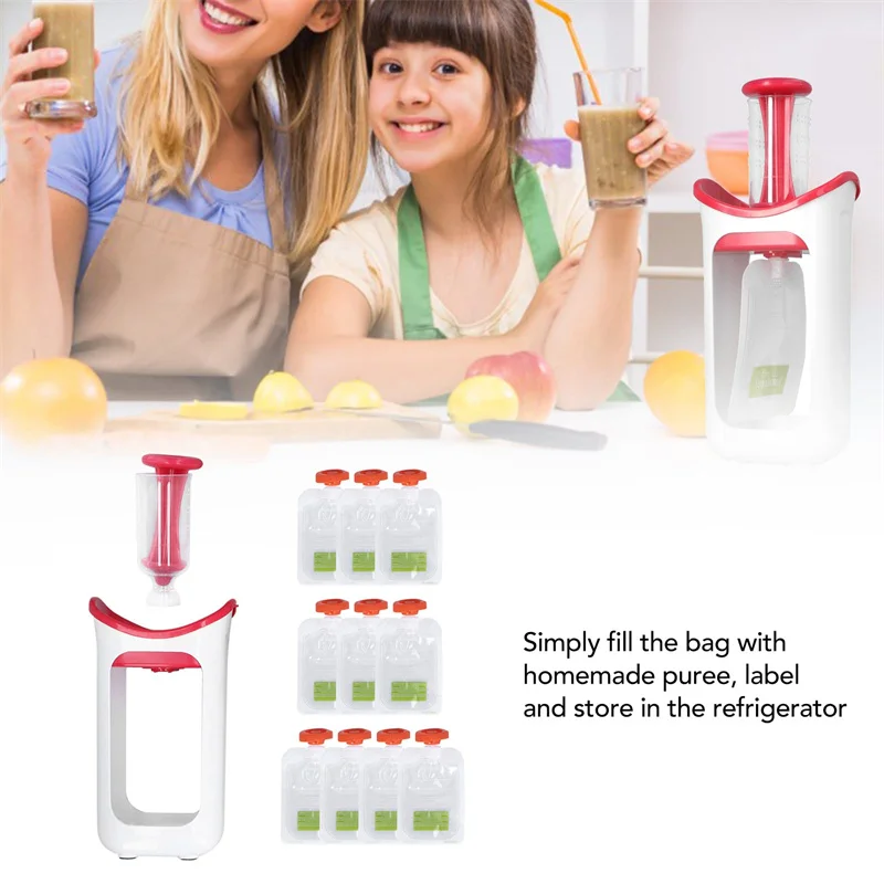 Baby Food Dispenser Baby Food Pouch Maker Reusable Pure Color Pouches Toddler Fruit Squeeze Puree Filler for Kids