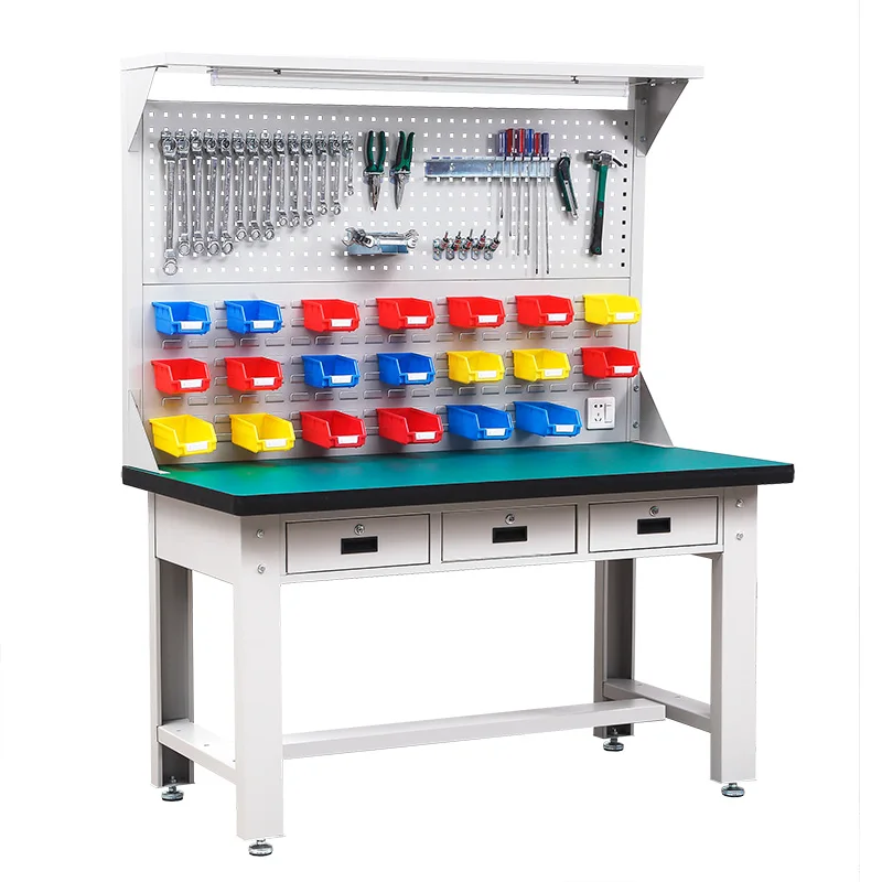 Competitive Price ESD  board heavy duty industrial workbench with drawer and light