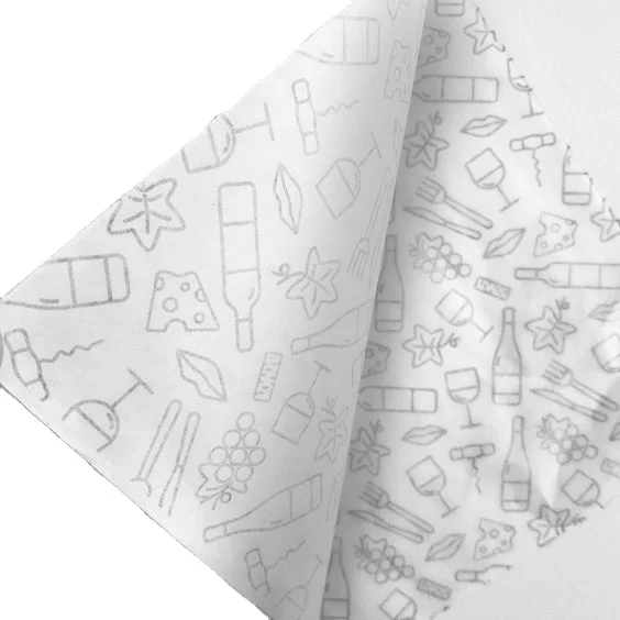 Custom logo printed food grade wax paper glassine oil greaseproof food wrapping paper