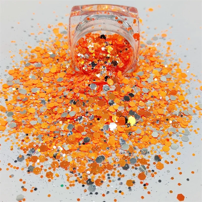 Bulk Wholesale Different Sizes Mirror Silver Chunky Mix Glitter For Nail Body Makeup