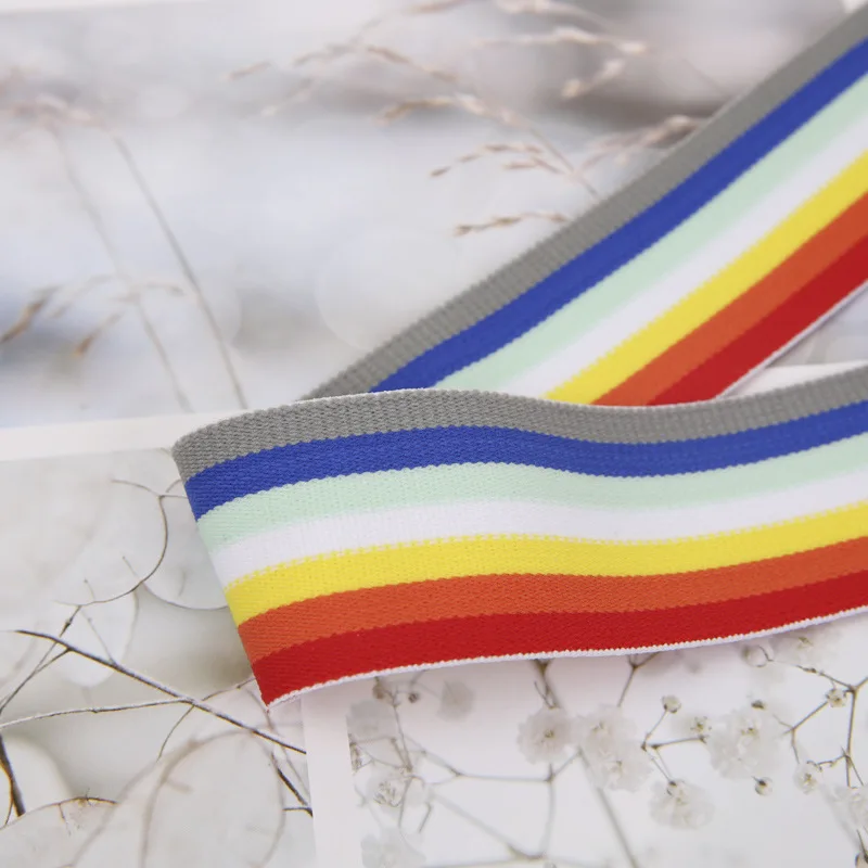 Spot 4cm elastic thickening edge strip inter-color nylon elastic belt shoes hat luggage color matching stripe elastic webbing