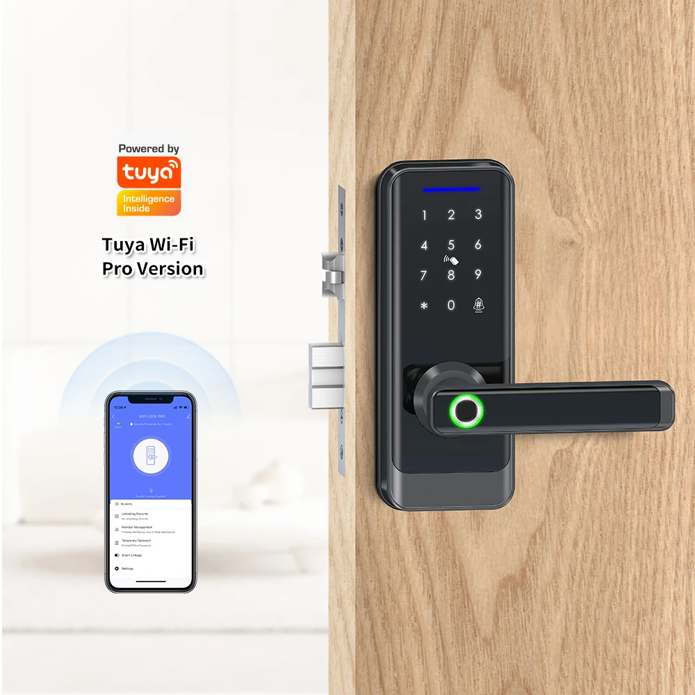 SMARTEK 2022 Newest A233 Smart App Fingerprint Digital Code Card Locks Electronic Waterproof Mortise Wi-Fi Smart Tuya Door Lock