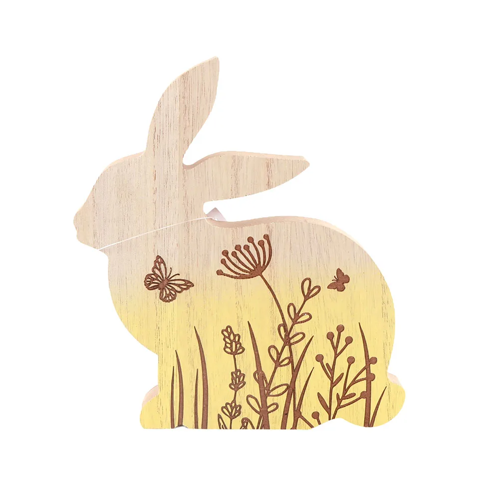 DIY Easter Wooden Bunny Tabletop Ornaments Easter Holiday Rabbit Shape Table Decorations Home Crafts