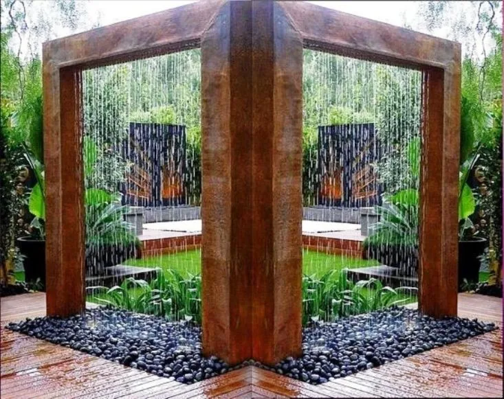  Corten стальная дождевая занавеска фонтан для воды с