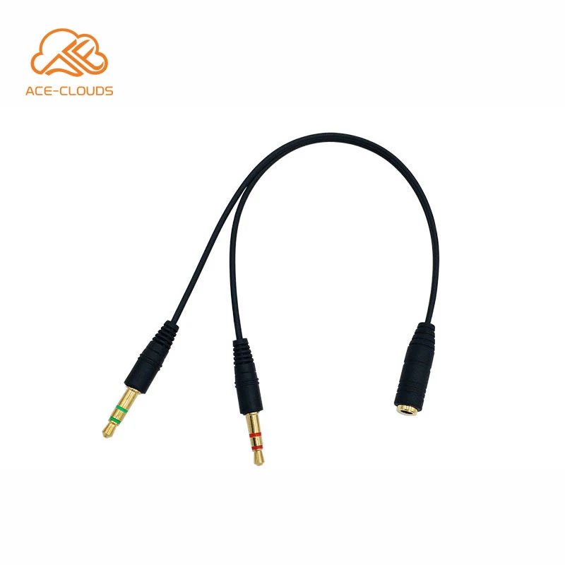 3.5mm Jack Adapter CTIA - Y Splitter Audio Cable with Separate Microphone and Headphone Connector for PC PS4 Gaming Headset