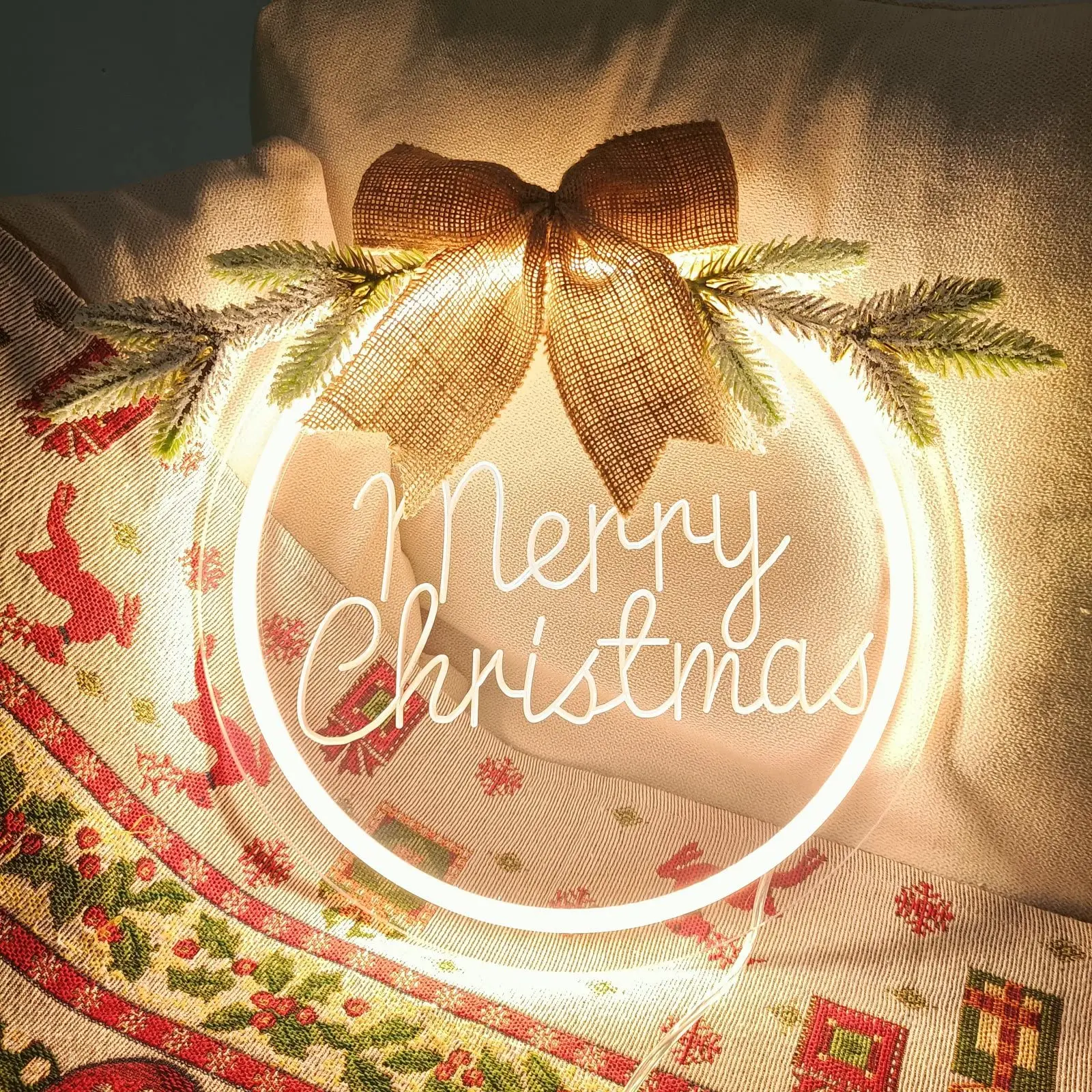 SRY Wholesale innovative products 2022 DIY Advertising Sign Decorative Custom Acrylic Circle Christmas led Neon Sign