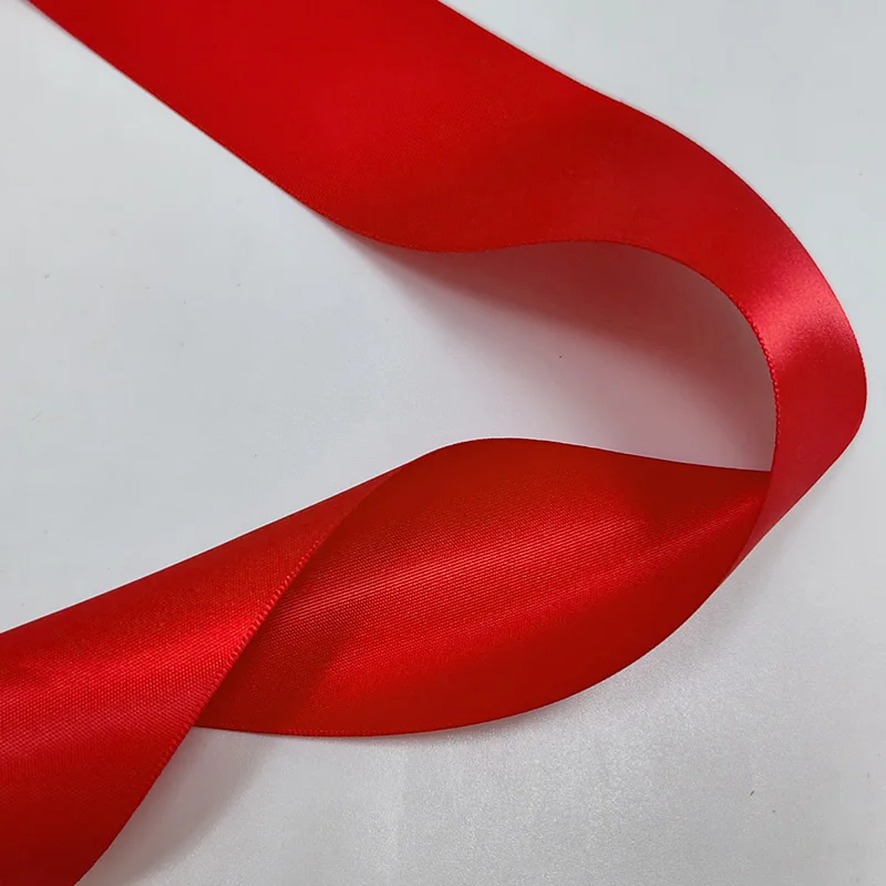 Customized 5cm wide double-sided Polyester Ribbon Plain Color packaging gift Decoration Satin Ribbon Roll