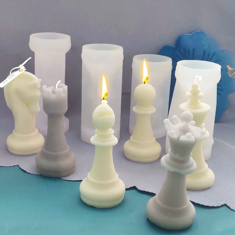3D Large Chess Candle Silicone Mold Moulds for Candle Making Resin Craft Beeswax Aromatherapy Candles Homemade Soap Chocolate Ca