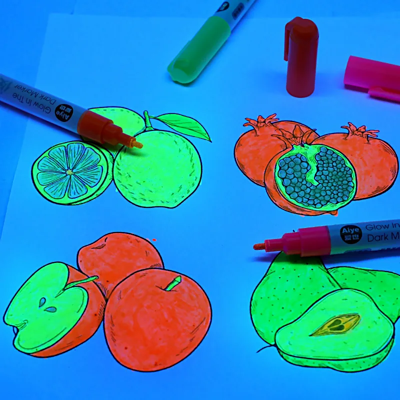Promotional Rainbow Color Real Luminous Marker Fabric Markers Non-toxic Textile Paint Glow In The Dark Pen