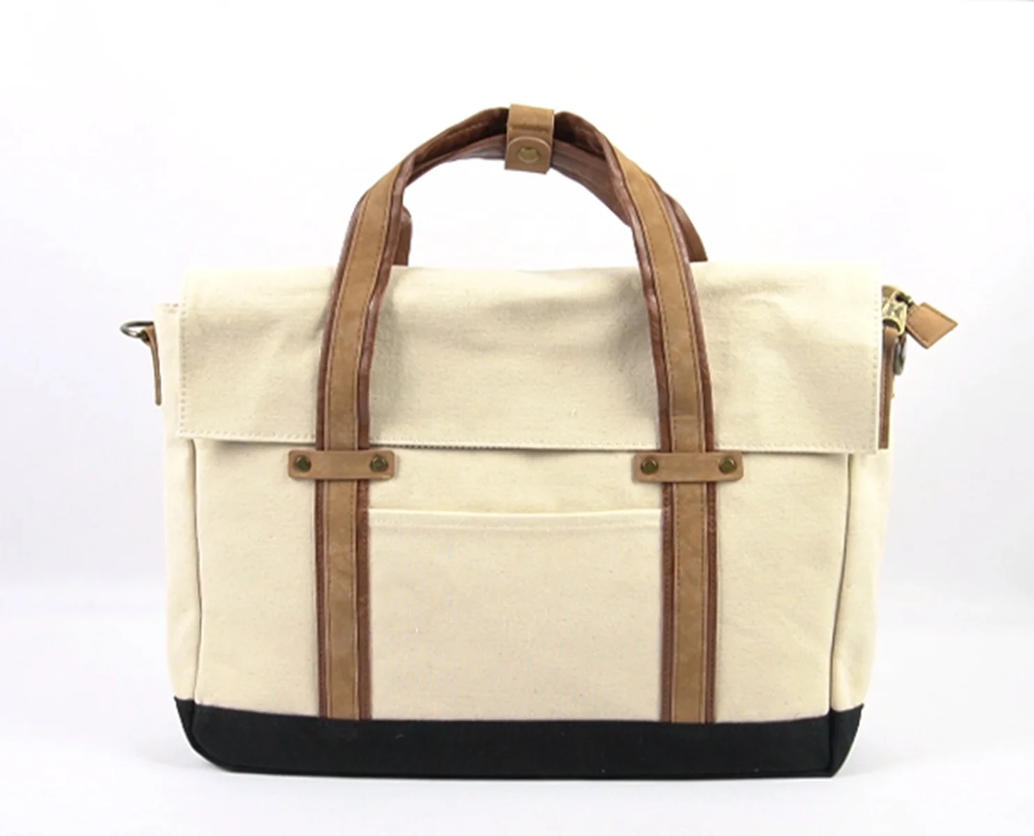 2021 Factory custom logo printed case for laptop durable canvas laptop computer bag with PU handles