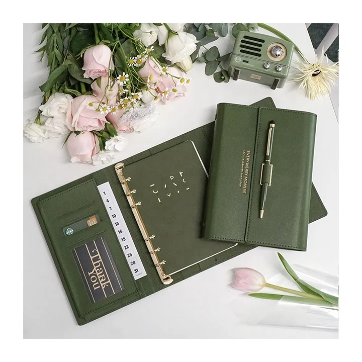  2022 Planner PU Leather Journal Hard Cover B6 Personalized Agenda Notebook With Pen