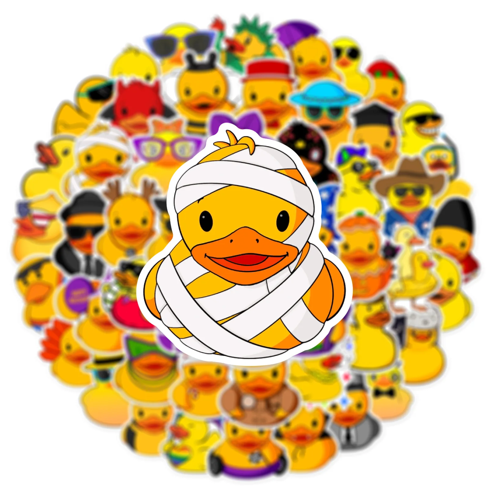 50Pcs Cute Animals Ducks Unlimited Cartoon Cool Decals Graffiti Vinyl Kawaii Waterproof Yellow Rubber Duck Stickers