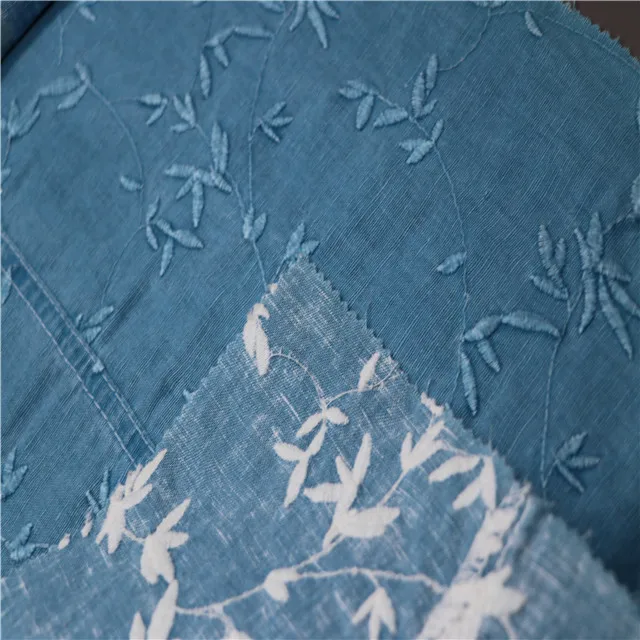 
newest design linen cotton embroidery designs motif coating fabric 