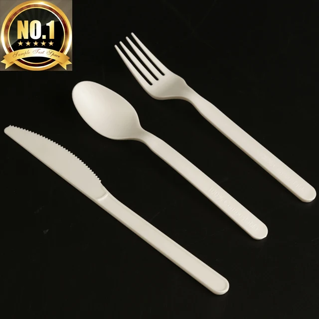 ECO Friendly Disposable Bio Cornstarch PLA Wheat Straw CPLA Biodegradable 100% Compostable Cutlery Set
