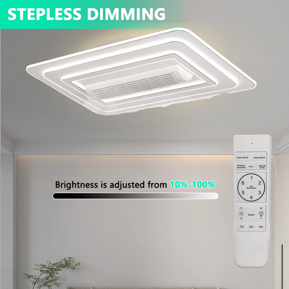 Full spectrum LED study living room leafless ceiling light business home large wind fan light set