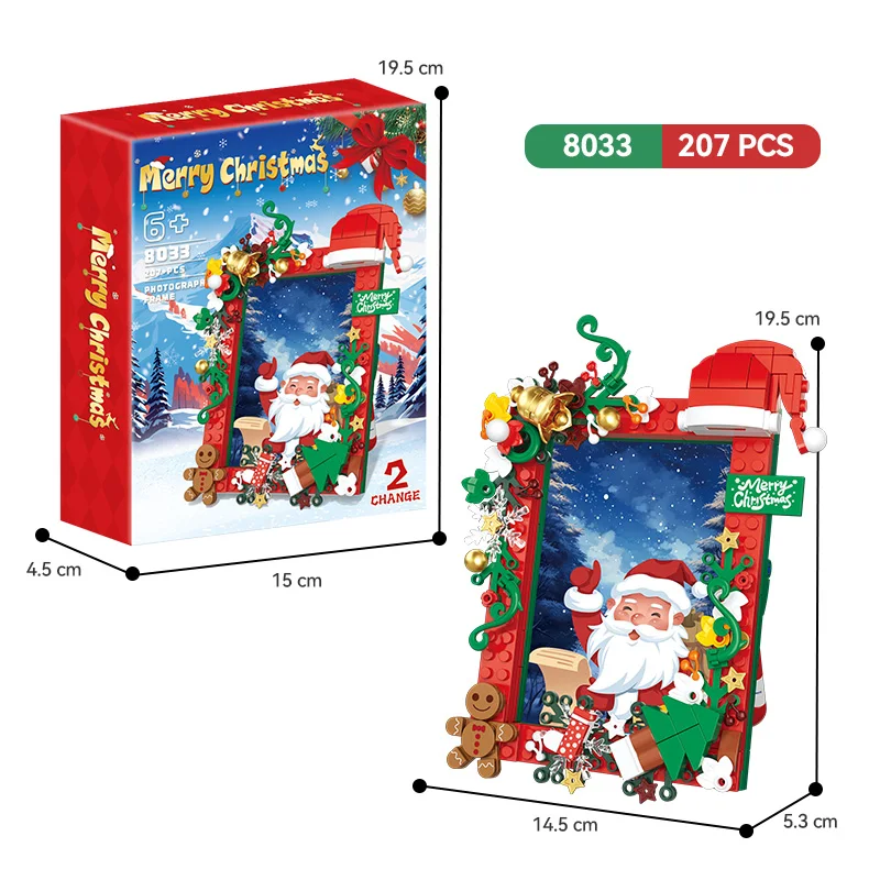 2024 Christmas Photo Frames Building Block Set Santa Claus Plastic Block Picture Photo Albums 3D Models Assembly Toys Decoration