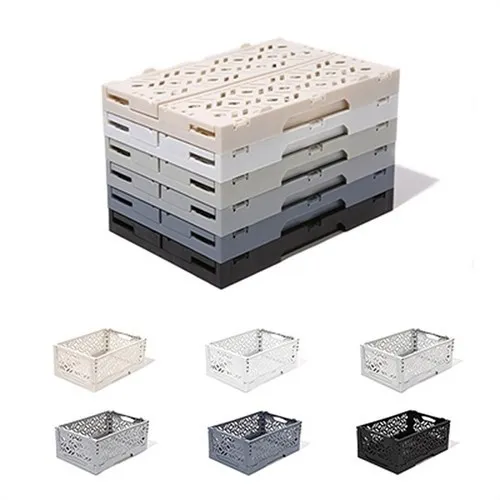 Folding Plastic Storage Box for Clothes Cosmetic Toy  Office desktop plastic folding storage box basket