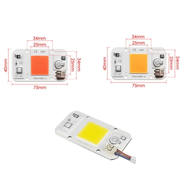 Wholesales AC 110V 220V 50W Driverless Dimmable LED Chip COB Board LED DOB Module With Lens for LED Plant Grow lamp Floodl