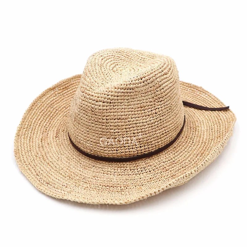 Высококачественные летние ковбойские шляпы из рафии для мужчин