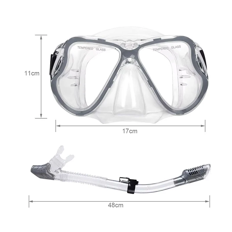 OEM ODM Logo hot selling silicone diving googles set with snorkel breathing tube