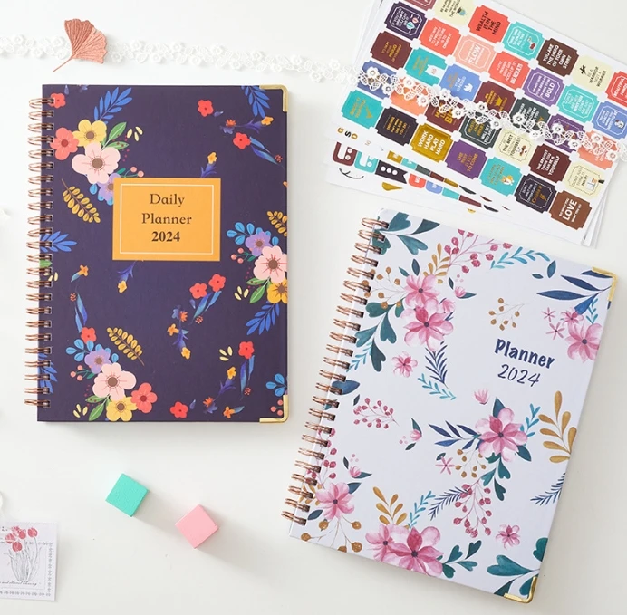 2025 Spiral Handbook and Planner Daily Notebook Side-by-Side Index Page English Weekly Calendar Annual Calendar Coil Notebook