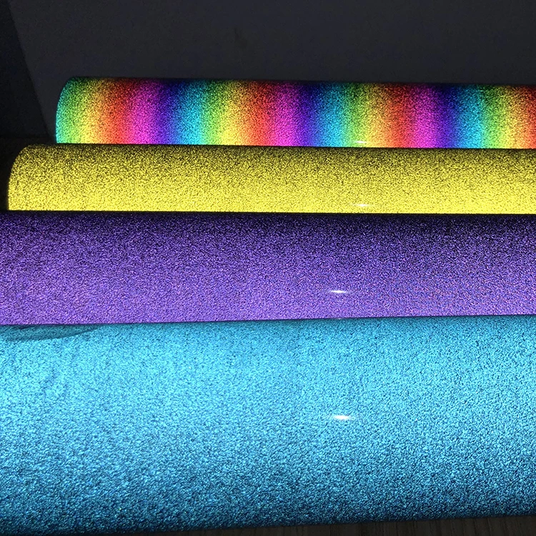 Angelacrox wholesale Multicolour vinil textil camiset reflective glitter heat transfer vinyl for textiles