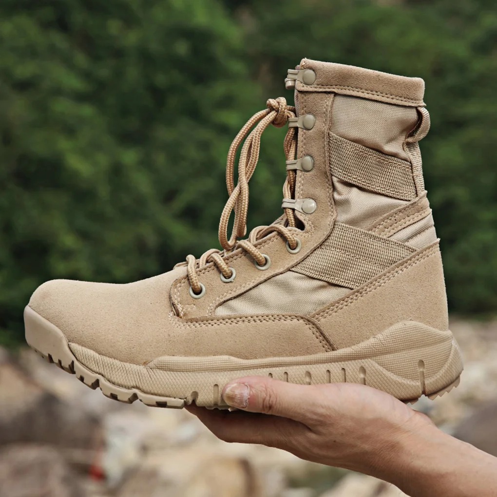 Hot Selling Desert Hiking Boots Gender Tactical Combat Boots Beige Men Winter Shoes Cement Rubber Shoes Spring Ankle