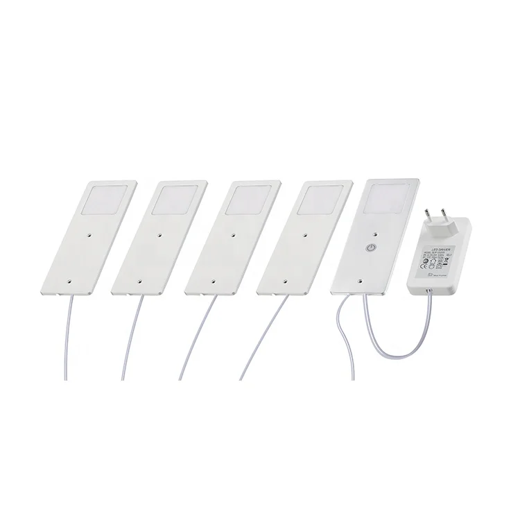 Set 5pcs Ultra Thin 4Mm 12Vdc 5W Kitchen Counter Led Wardrobe Lamp Closet Light Under Cabinet Lighting