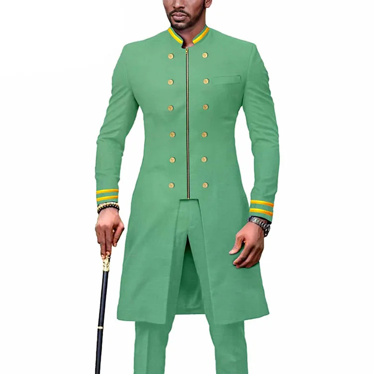 Long Zipper Africa Ethnic Costumes Mens Suits African Clothing for Men Button Clothes High Quality