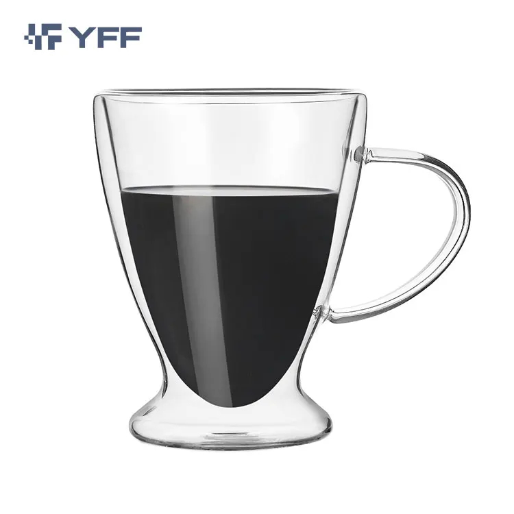 New Custom Clear  Double Wall Thermal Insulated Glass Juice Mugs