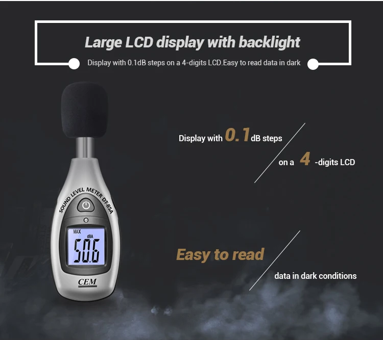 
CEM DT-85A Pocket Size Class II 35 to 130 dB Voice Digital Sound Level /Frequency Meter Noise MINI With A Weight 