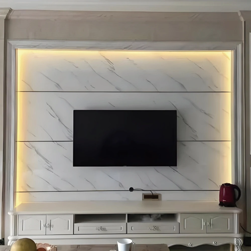 High Quality Light White Stone Rigid Core Waterproof UV PVC Marble Sheet For Home Decoration