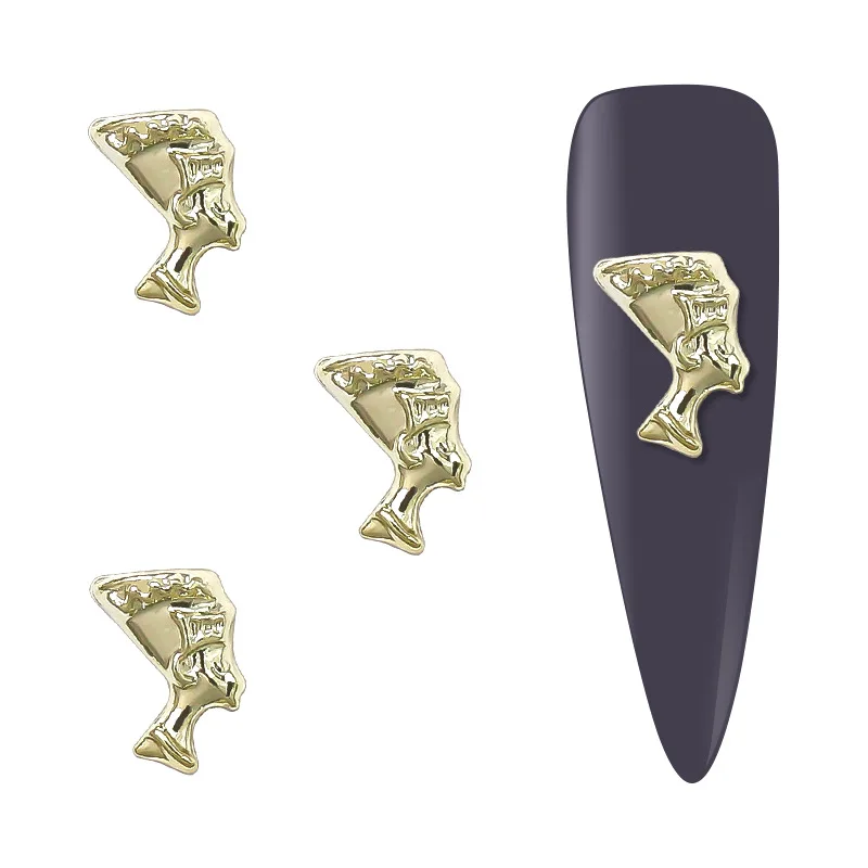 Cheap Wholesale Gold Metal  Egyptian Style Nail Jewelry Decorations Pharaoh Cleopatra Personalized Design Nail Manicure Ornament