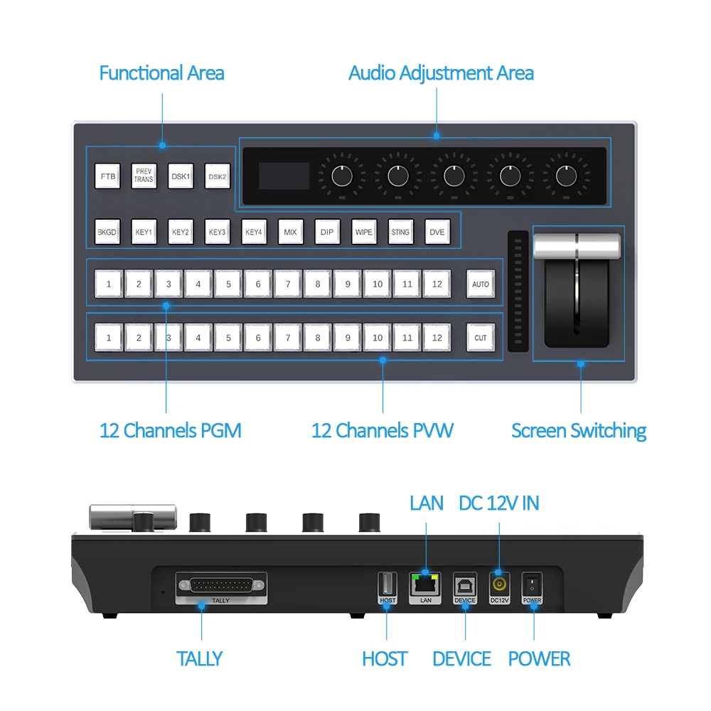 Совместим с программным обеспечением vmix hdmi переключатель управления аудио потоковая передача 12 каналов Руководство
