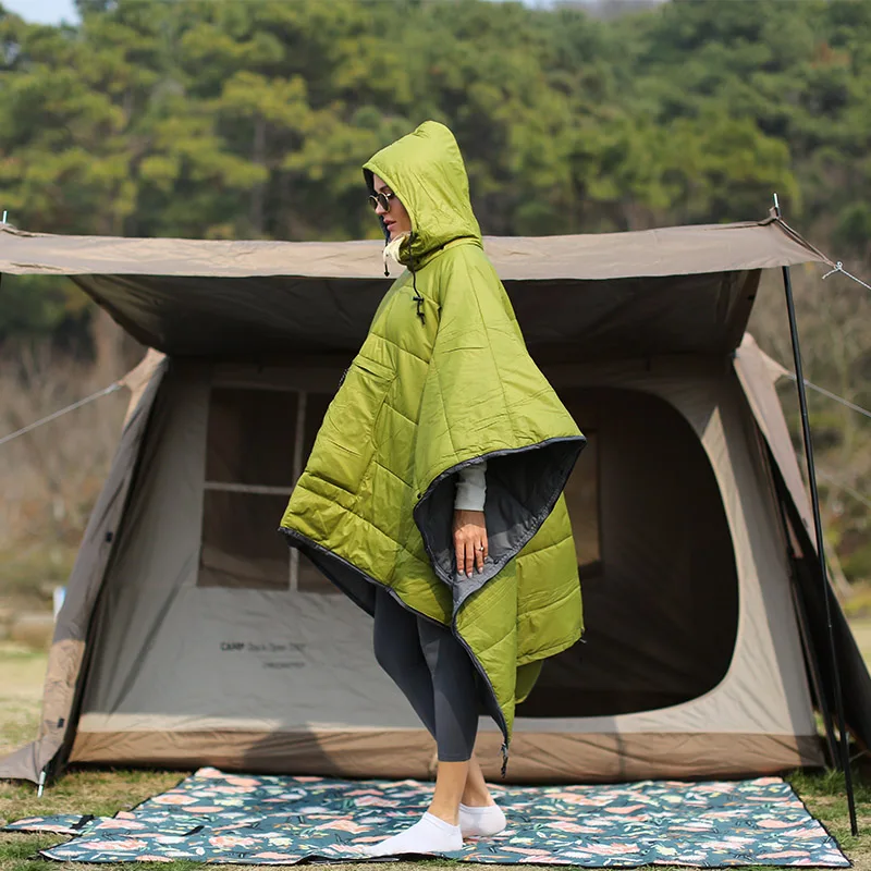 Winter Poncho Portable Water-Resistant Wearable Cloak Cape Sleeping Bag Camping Sleeping Bag