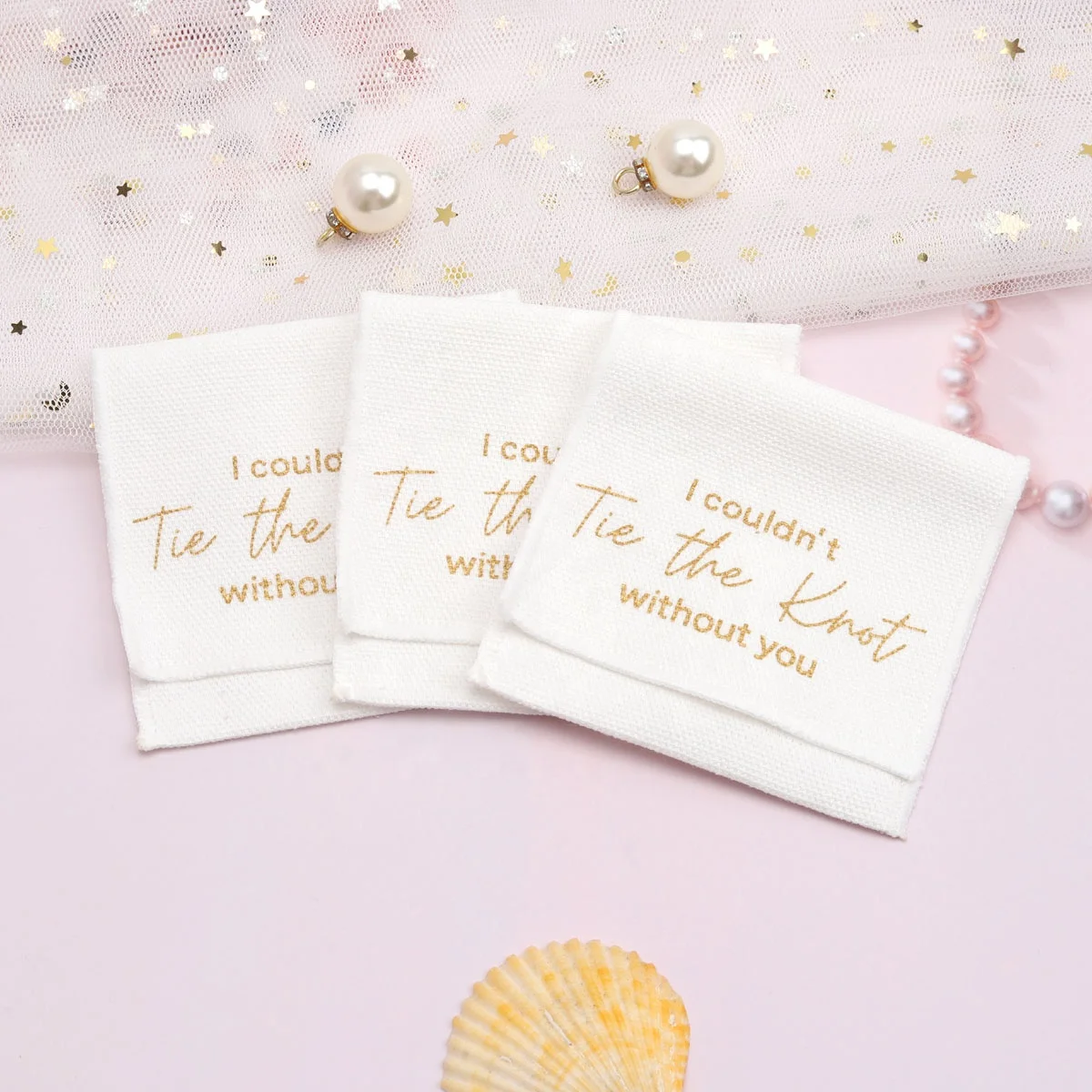 Reusable Small Envelope Jewelry Pouch Luxury Custom Logo Printed Brush Canvas Necklace Ring Earring Jewelry Bag