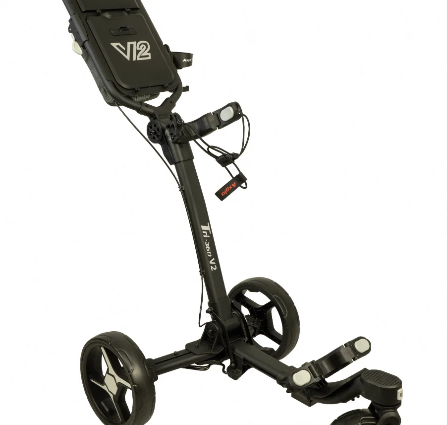 Axglo 3-wheel Lightweight Golf Push Cart Easy Foldable Golf Trolley with Umbrella Holder Swift Direction Control and Brake
