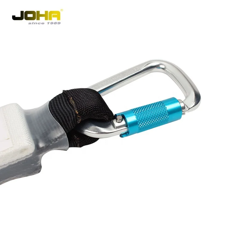 Double stretch fall protection shock absorbing lanyard with aluminium alloy big hook