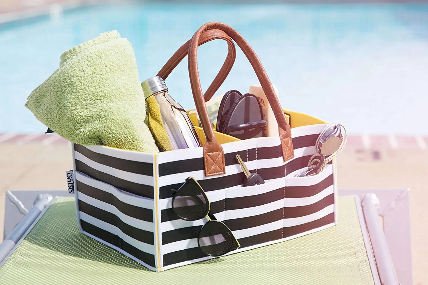 Hot Selling Soft Felt Stripe Changing Table Custom Cute Stroller Felt Diaper Bag Small Pouch Holder Bag For Changing