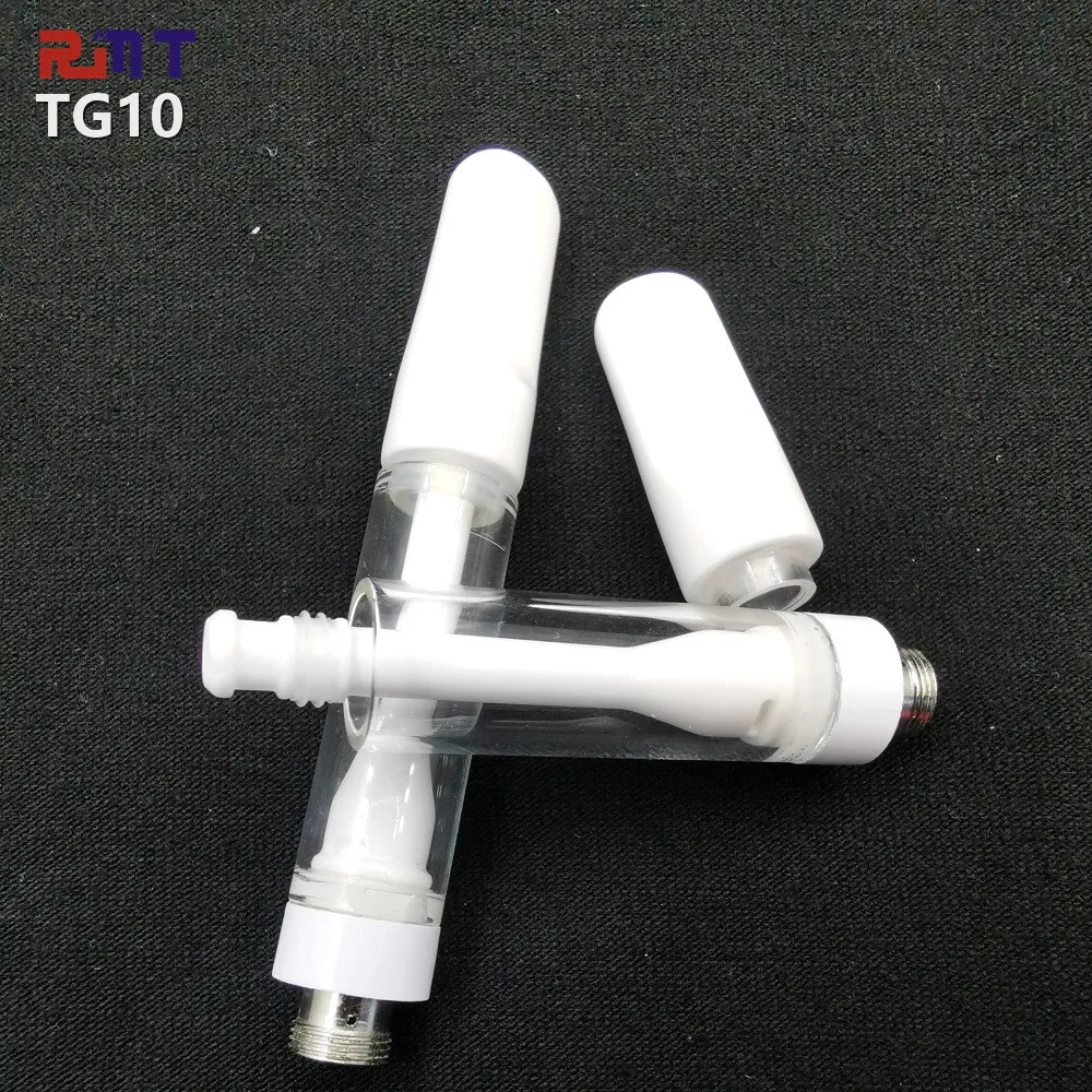 
Factory direct sales glass Tank 1ml capacity Vape Pen Cartridge Ceramic coil slim cbd cartridge 510 Thread TG10 Ceramic Carts 