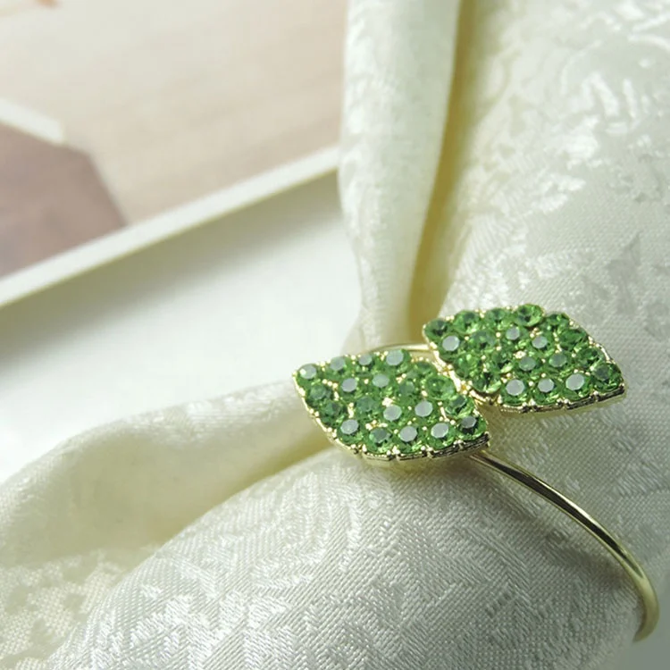 
Top Sale Shinning Diamond Stone Rose Gold Table Napkin Holder Ring 