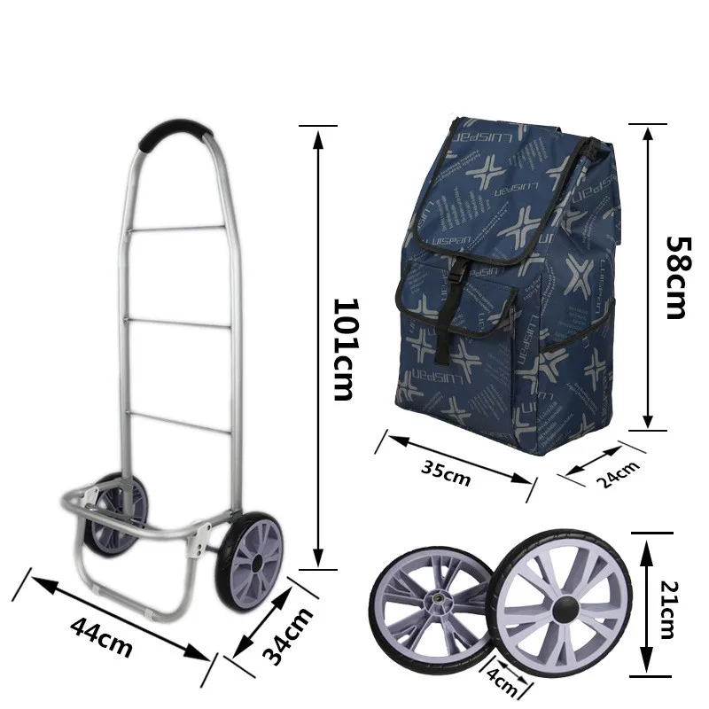 Custom design foldable wheel trolley shopping bag wholesale durable heavy duty detachable shopping trolley bag cart