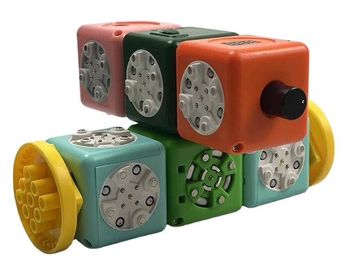 Smart 10 Pcs Modular Blocks Set with Music/Lighting/Wheel/Rotation/Lithium Battery to Build Robot Toys