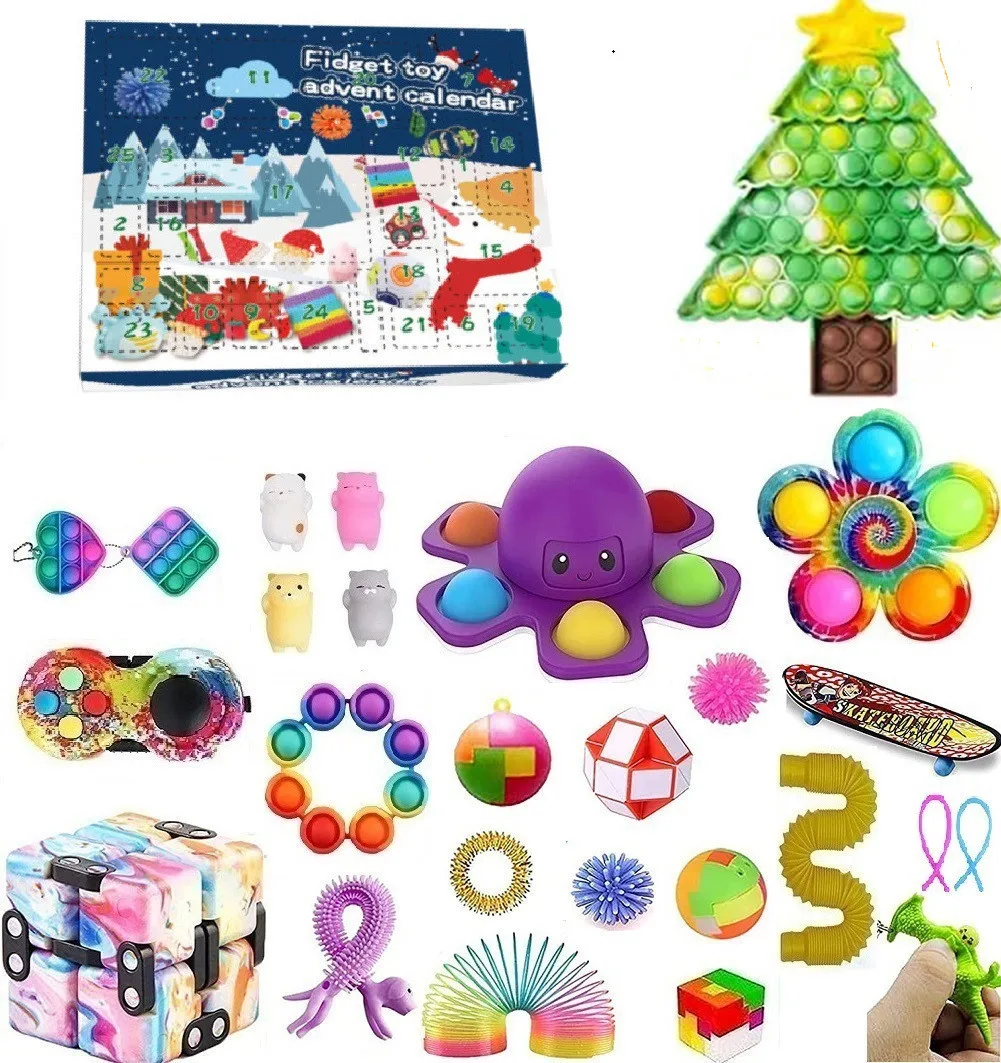 Hot selling creative DIY Christmas Countdown Calendar Stress Relief Hand Tear Blind Box Game Toy for children