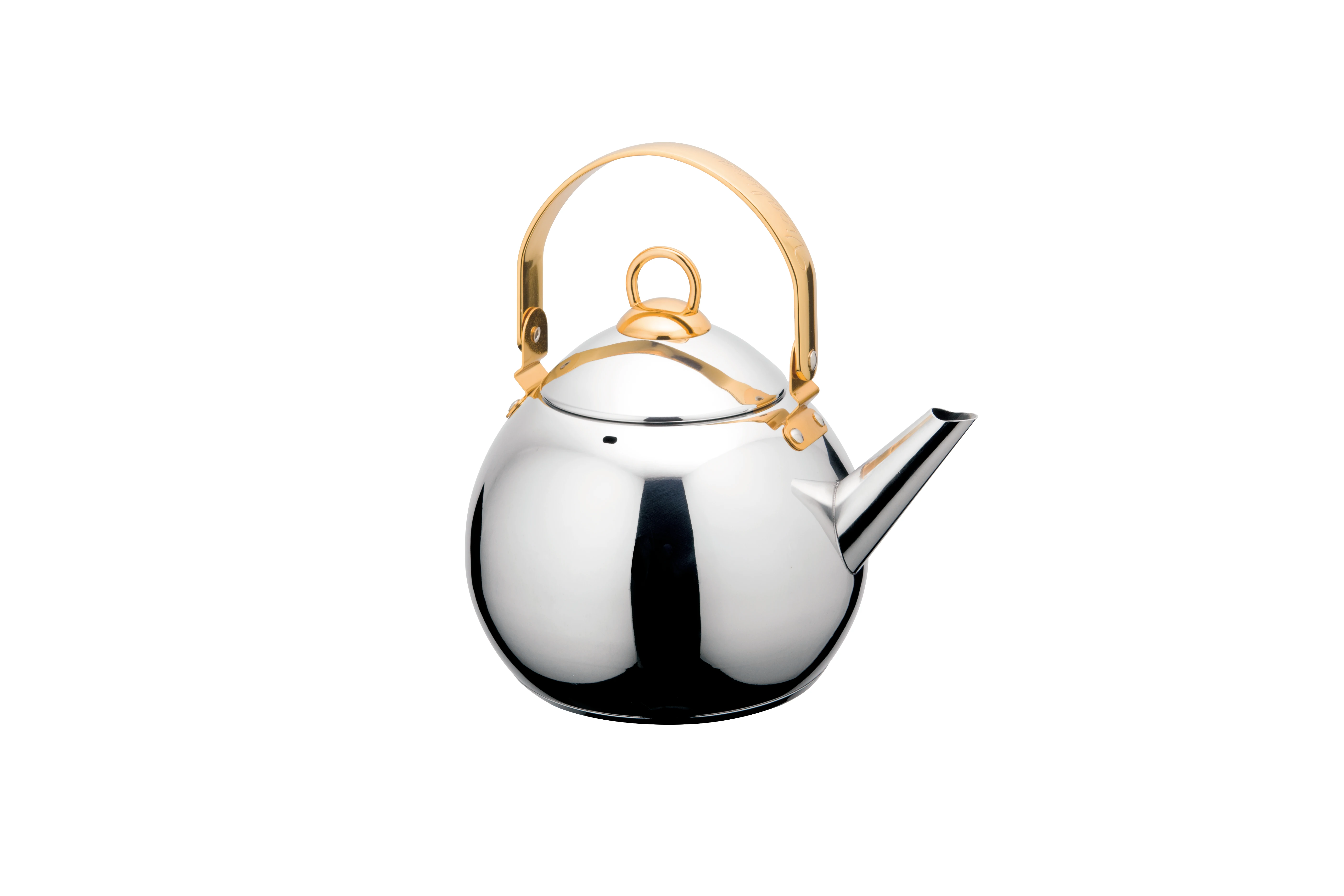 Factory wholesale high quality single bottom arc handle twist lid gold plated kitchen induction gas stainless steel kettle